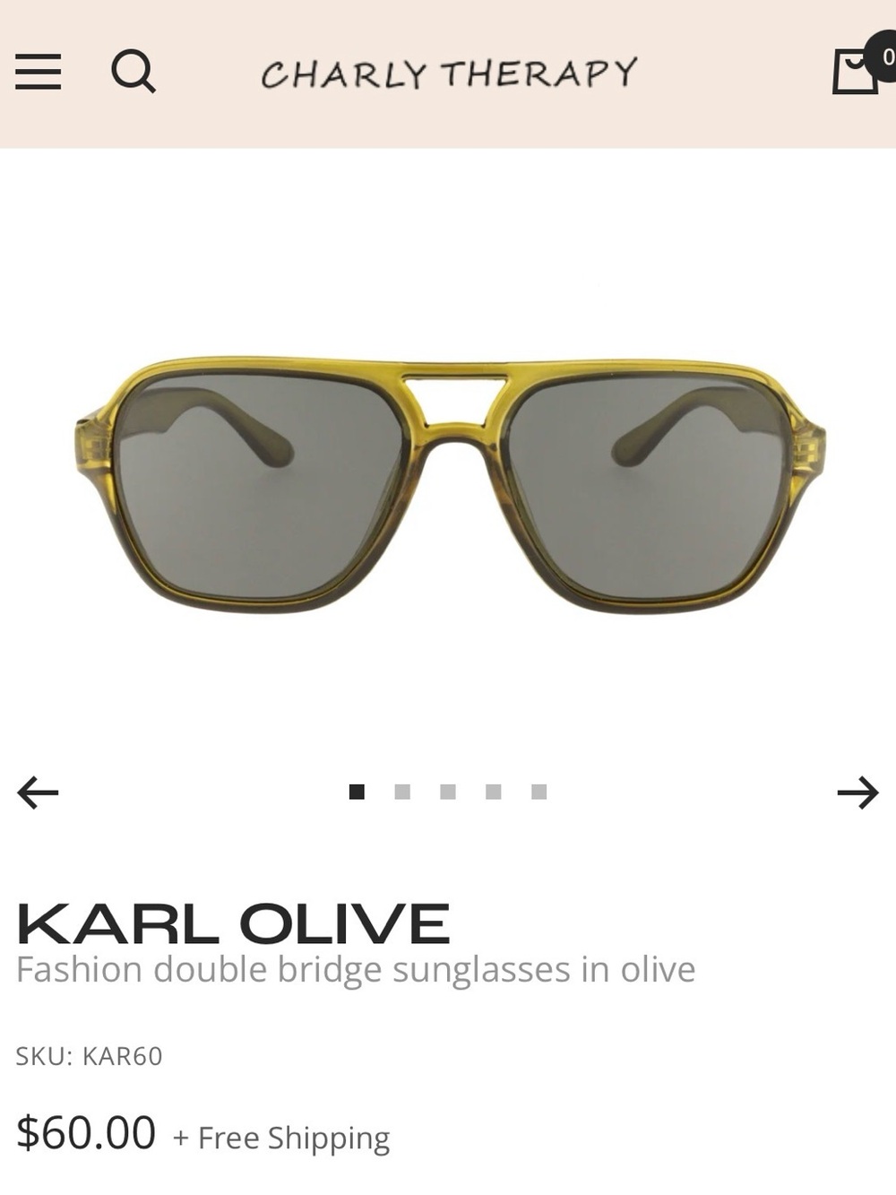 Karl Olive Double Bridge Sunglasses — Olive